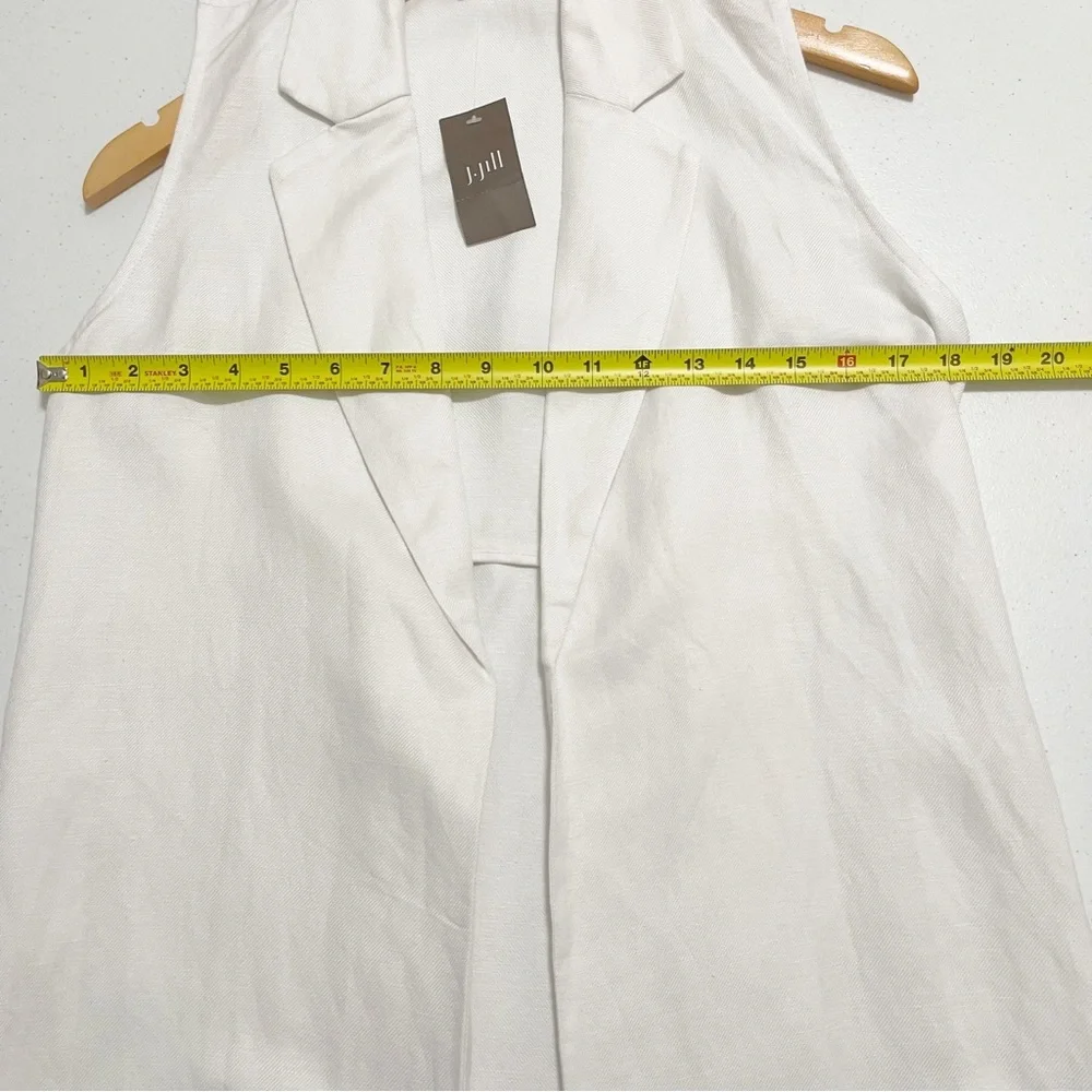 J. Jill Open Front Linen Blend Longline White Vest NWT Size XS Petite